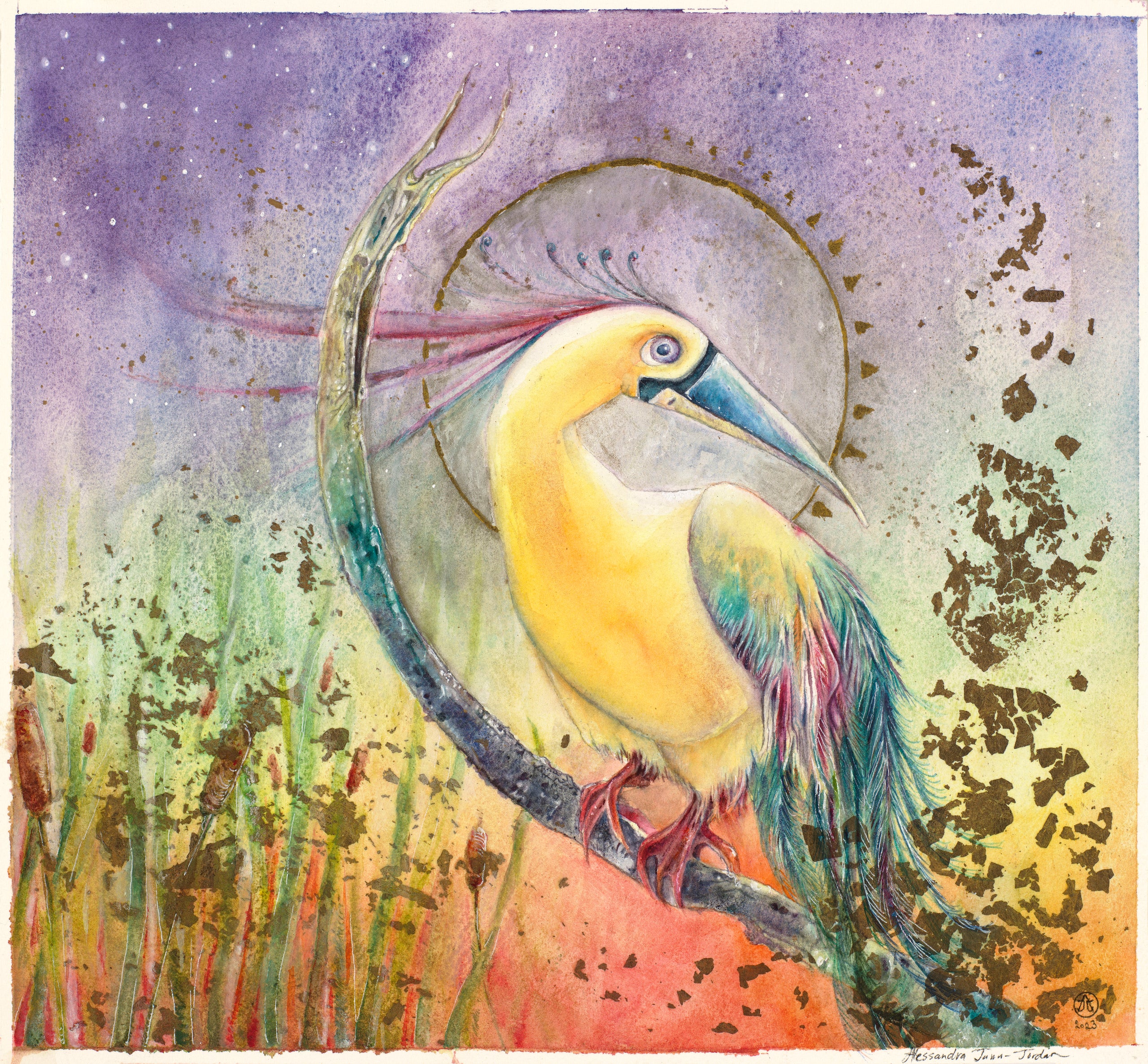 Original Easter Phoenix Watercolor Painting by Alessandra Jann-Jordan, AJJ store Arts